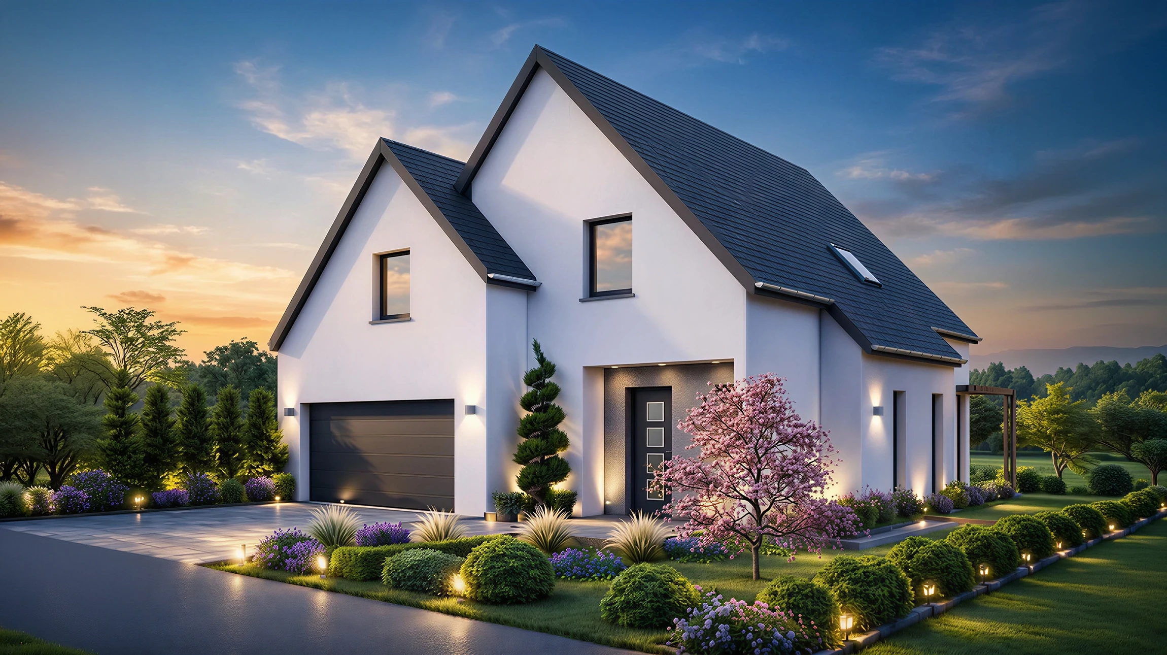 Chantier de construction résidentielle en cours, maison individuelle à étage en phase de gros œuvre